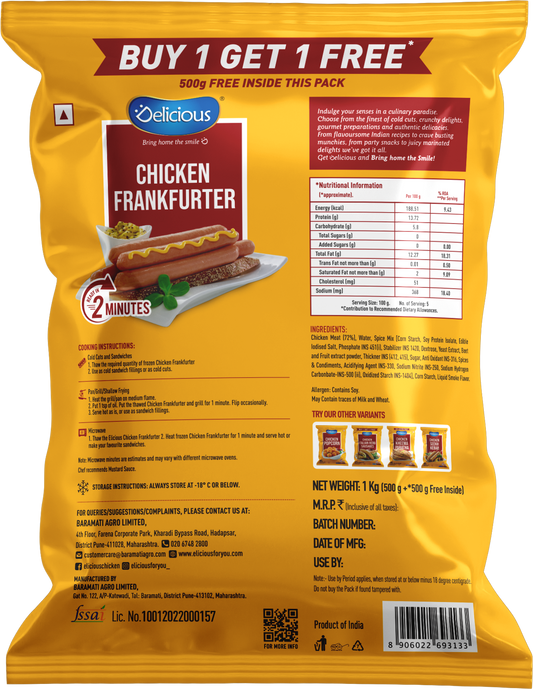 Chicken Frankfurter (500g + 500g Free)